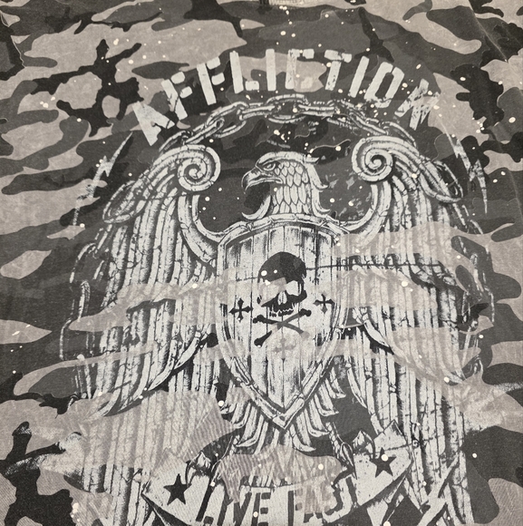 Affliction Gray and Black Camouflage Tee - Picture 3 of 4